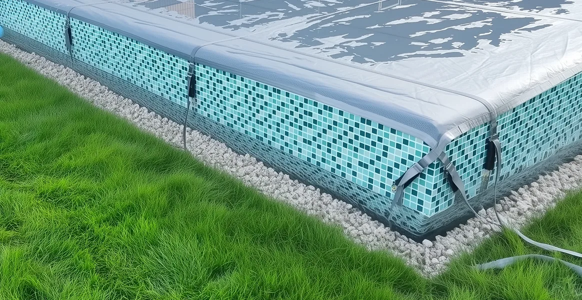 Покрывало для бассейна под снегом — защита зимой в Ярославле